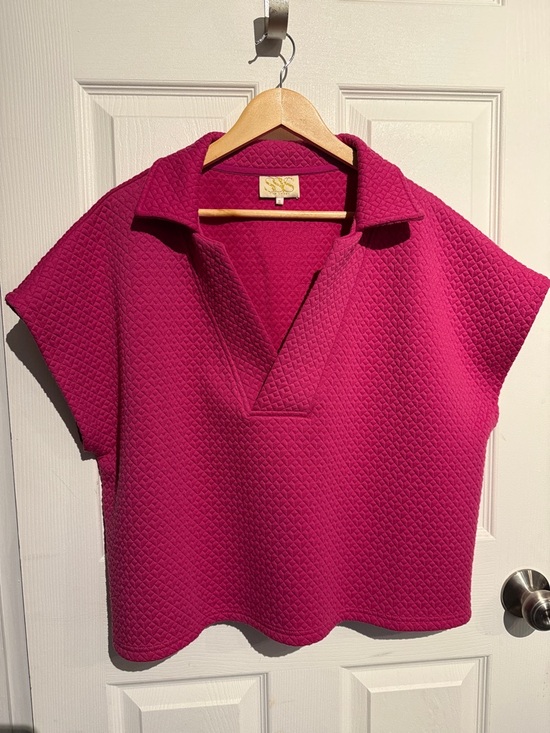 SSYS Tops - Textured Magenta Short-Sleeve Polo